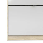 Shoe Cabinet: 3 compartments with 2 layers & 1 door in Oak & Gloss White - Price Crash Furniture
