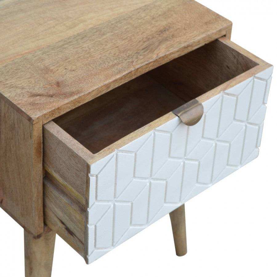 Sleek Screen Print Drawer Front Bedside Table - Price Crash Furniture
