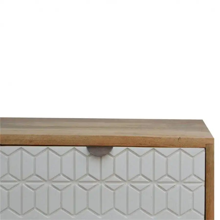 Sleek White Painted Carved Drawer Front Media Unit - Price Crash Furniture