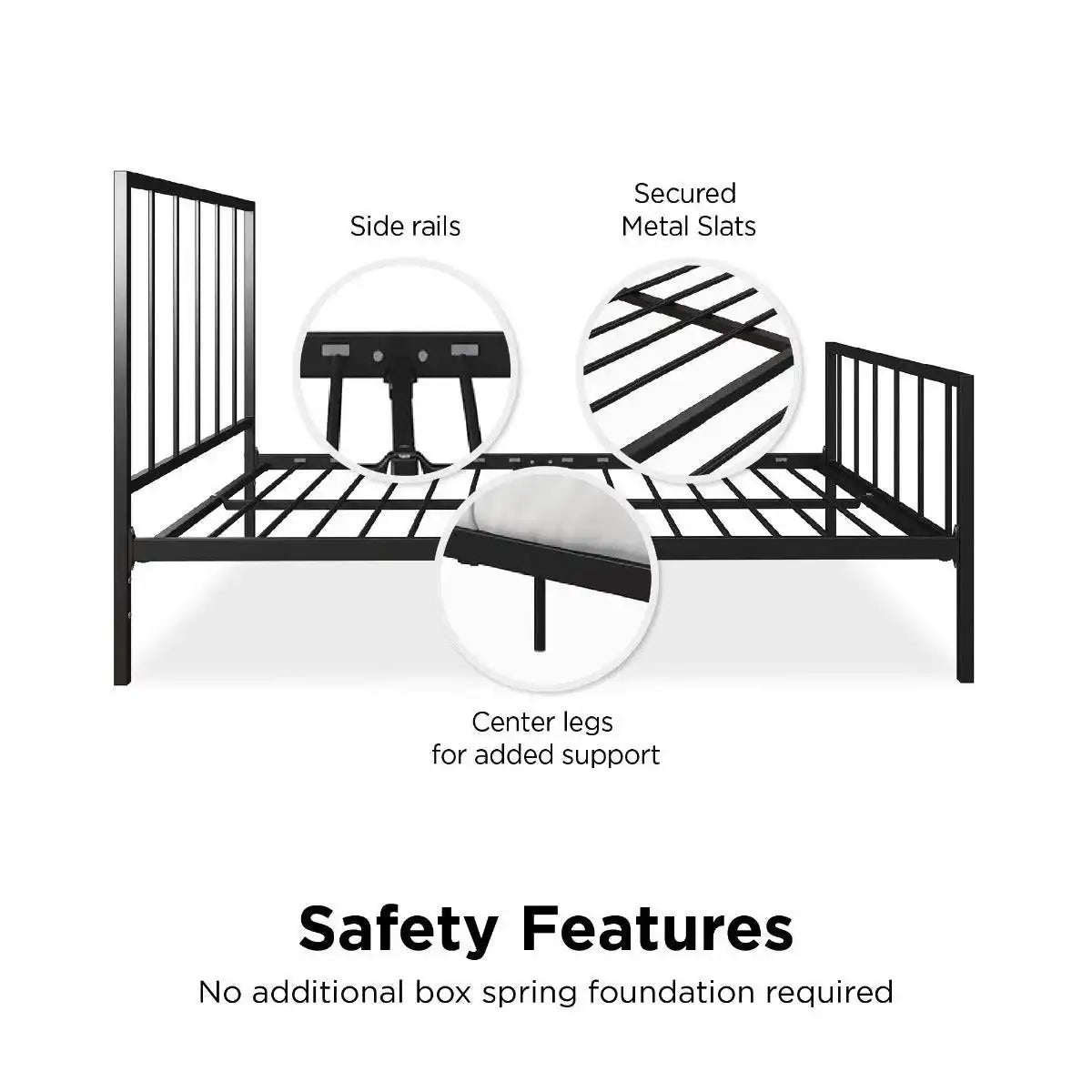 Stella Metal King Size Bed in Black by Dorel - Price Crash Furniture