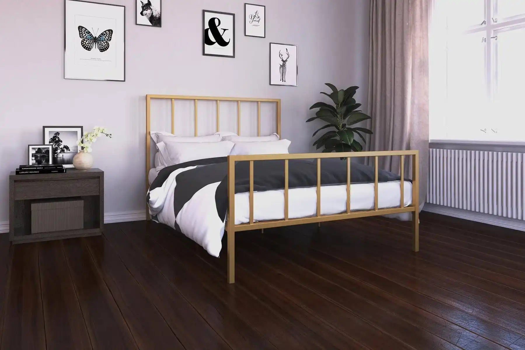 Stella Metal King Size Bed in Gold by Dorel - Price Crash Furniture