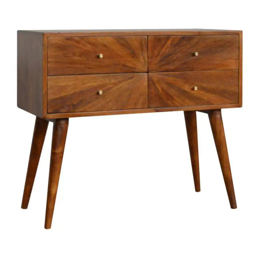 Sunrise Bedside Table in Chestnut-effect Mango Wood - Price Crash Furniture