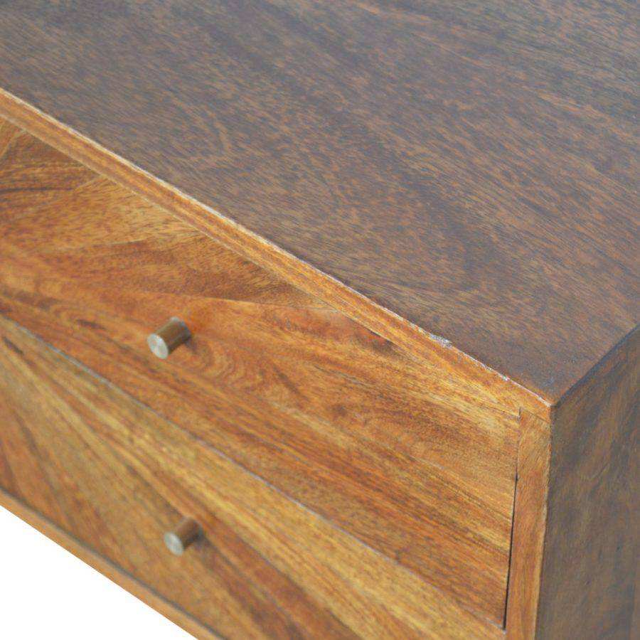 Sunrise Bedside Table in Chestnut-effect Mango Wood - Price Crash Furniture