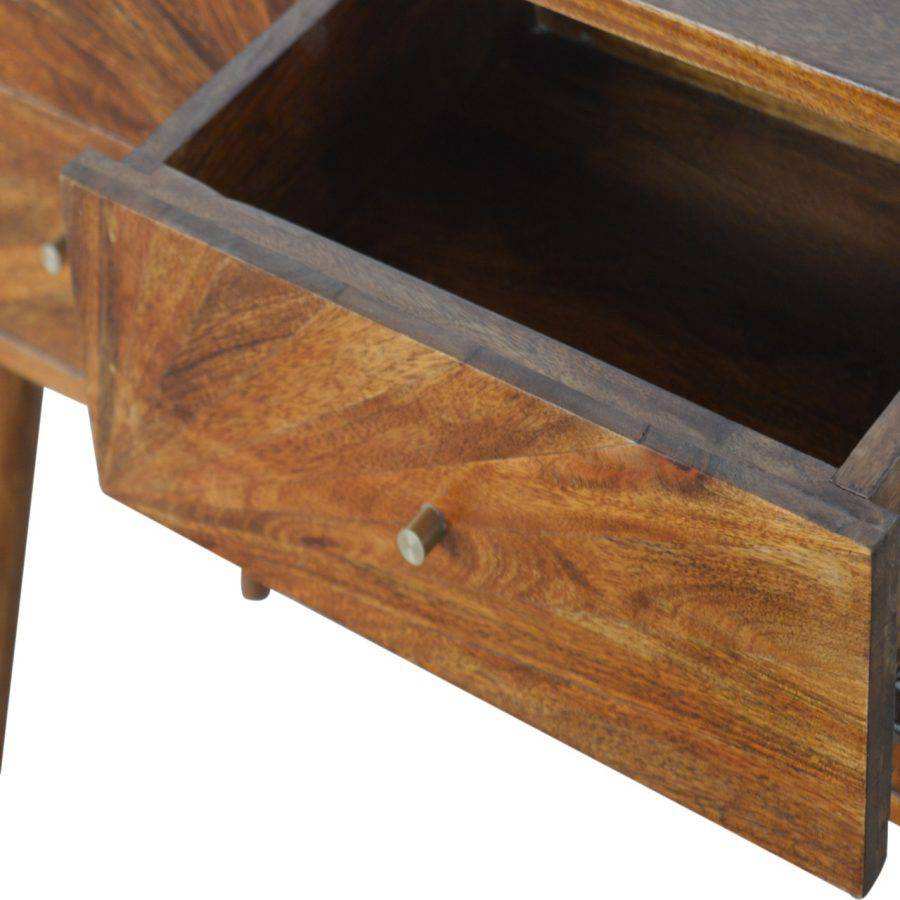 Sunrise Bedside Table in Chestnut-effect Mango Wood - Price Crash Furniture