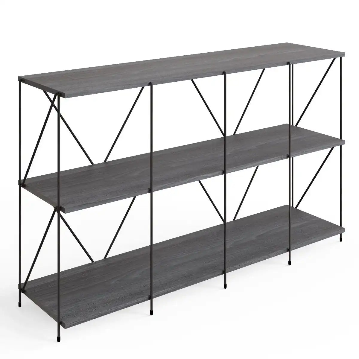 Leyo Cube Wide Shelving Unit In Grey & Black - Price Crash Furniture