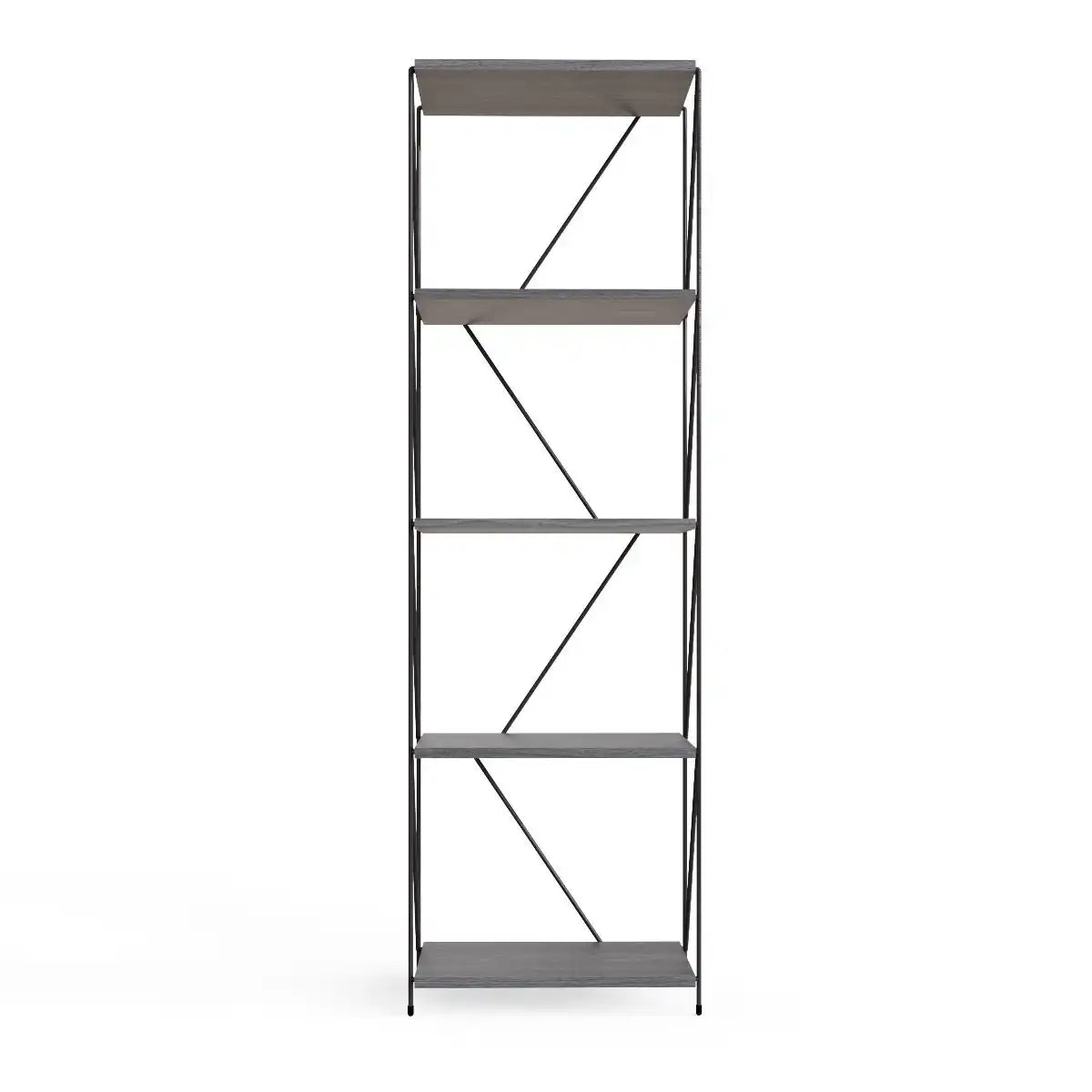 Leyo 5 Shelf Bookcase Display Unit Grey & Black - Price Crash Furniture