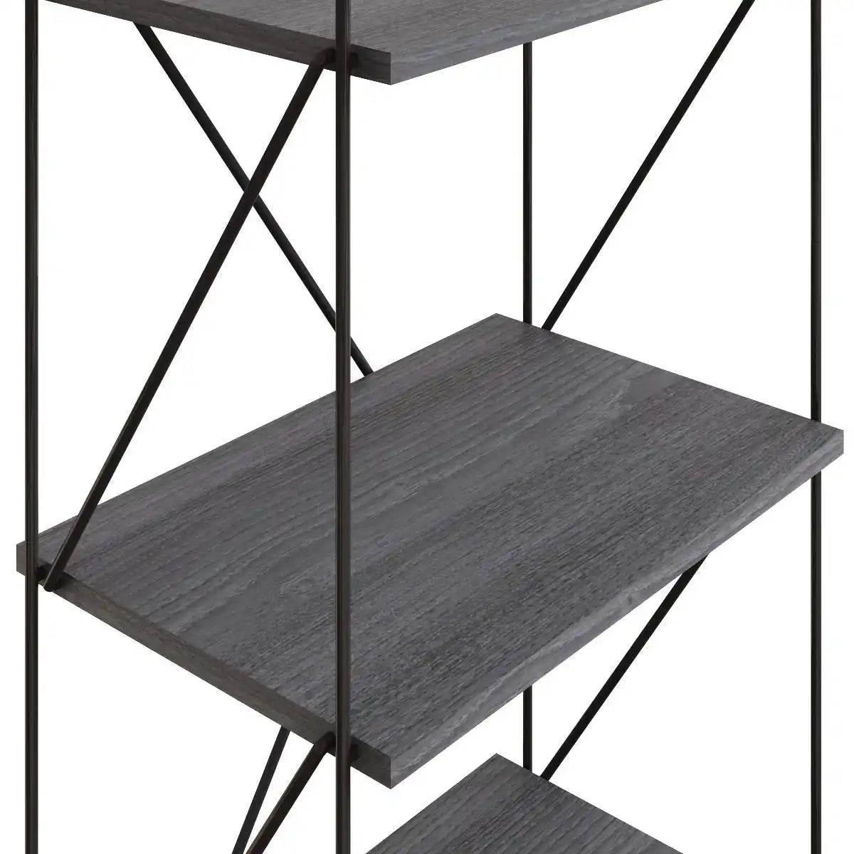 Leyo 5 Shelf Bookcase Display Unit Grey & Black - Price Crash Furniture