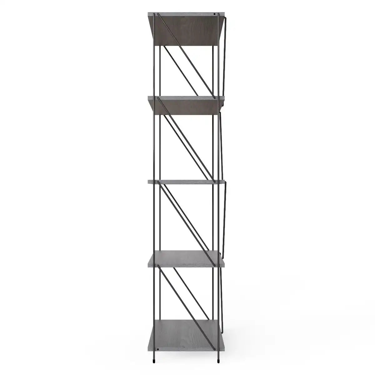 Leyo 5 Tier Bookshelf Shelving Unit Grey - Price Crash Furniture