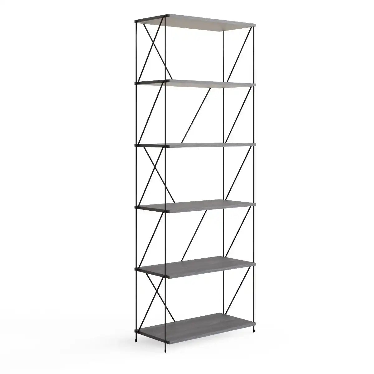 Leyo 6 Tier Grey Bookcase Bookshelf Storage Unit - Price Crash Furniture