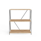 Leyo 3 Tier Black & Oak Bookcase Shelving Unit - Price Crash Furniture