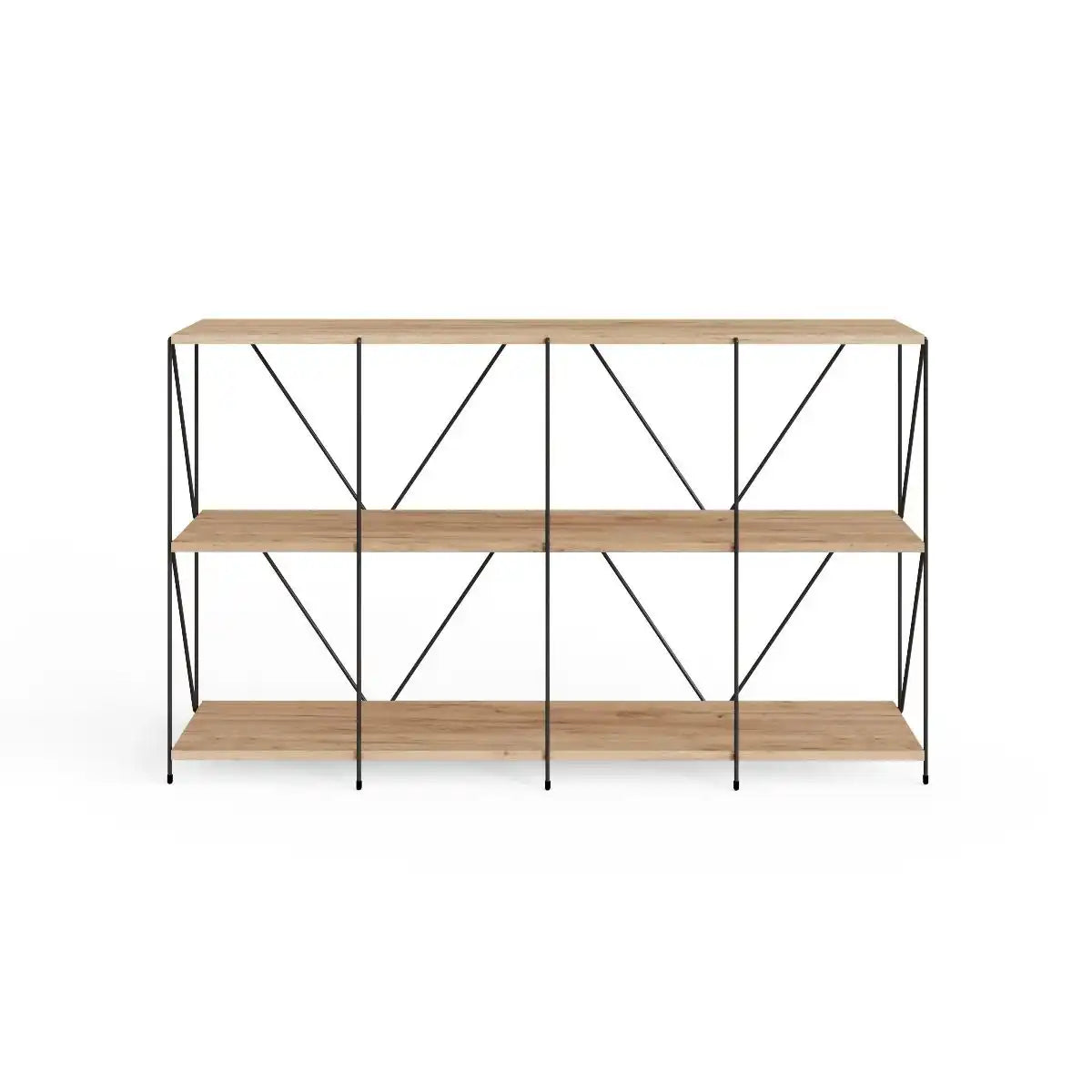 Leyo Wide Cube Shelving Unit Bookcase in Oak & Black - Price Crash Furniture