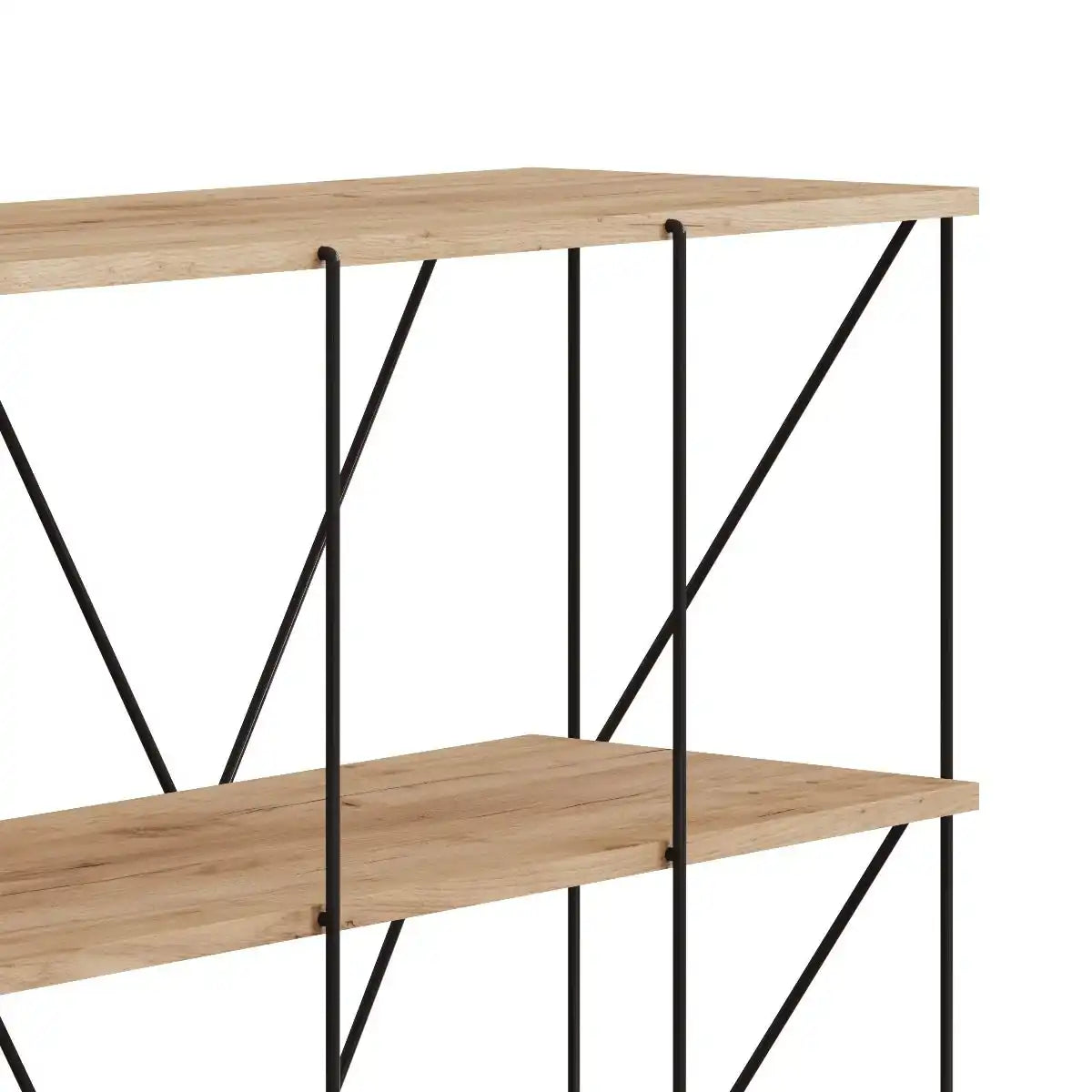 Leyo Wide Cube Shelving Unit Bookcase in Oak & Black - Price Crash Furniture