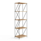 Leyo 4 Shelf Shelving Display Unit in Oak & Black - Price Crash Furniture