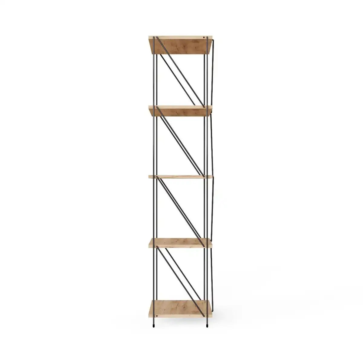 Leyo 4 Shelf Shelving Display Unit in Oak & Black - Price Crash Furniture