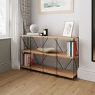 Leyo Wide Cube Shelving Unit Bookcase in Oak & Black - Price Crash Furniture