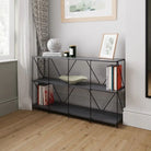 Leyo Cube Wide Shelving Unit In Grey & Black - Price Crash Furniture