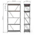 Leyo 5 Tier Bookshelf Shelving Unit Grey - Price Crash Furniture