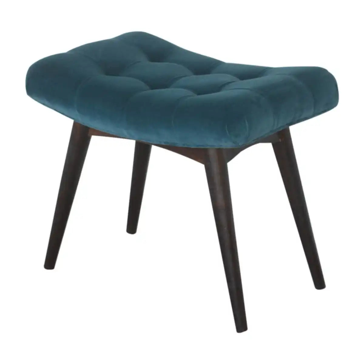 Teal Cotton Velvet Curved Bench - Price Crash Furniture