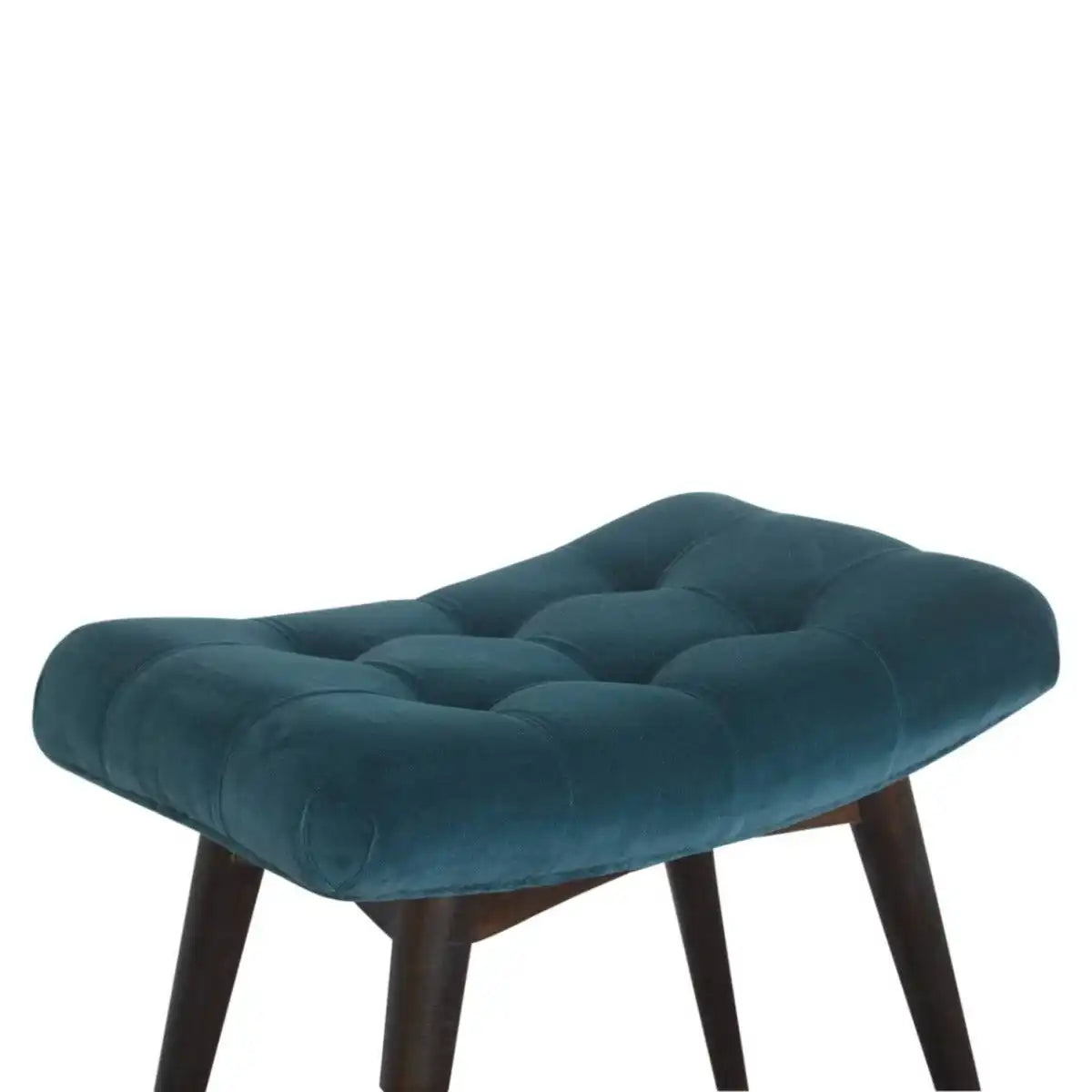 Teal Cotton Velvet Curved Bench - Price Crash Furniture