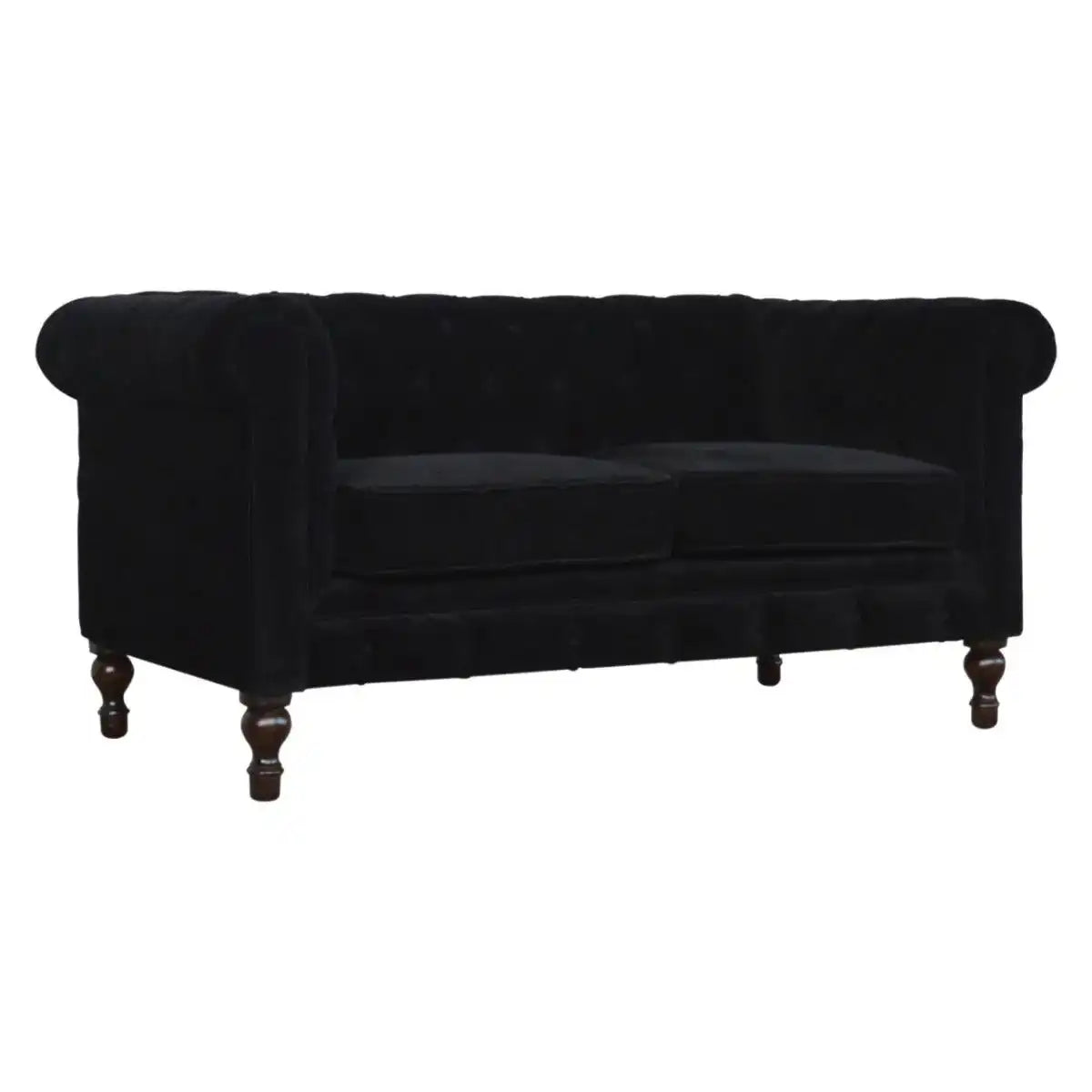 Velvet Chesterfield Sofa in Black - Price Crash Furniture