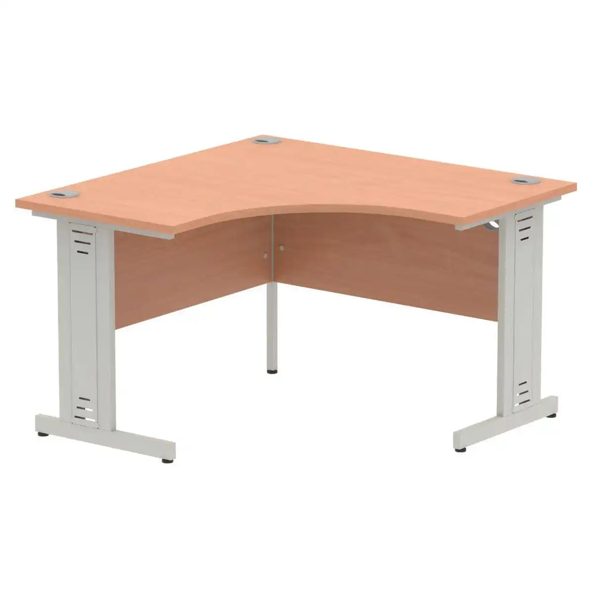 Impulse Crescent Desk with Beech Top and Silver Cable Managed Leg - Price Crash Furniture