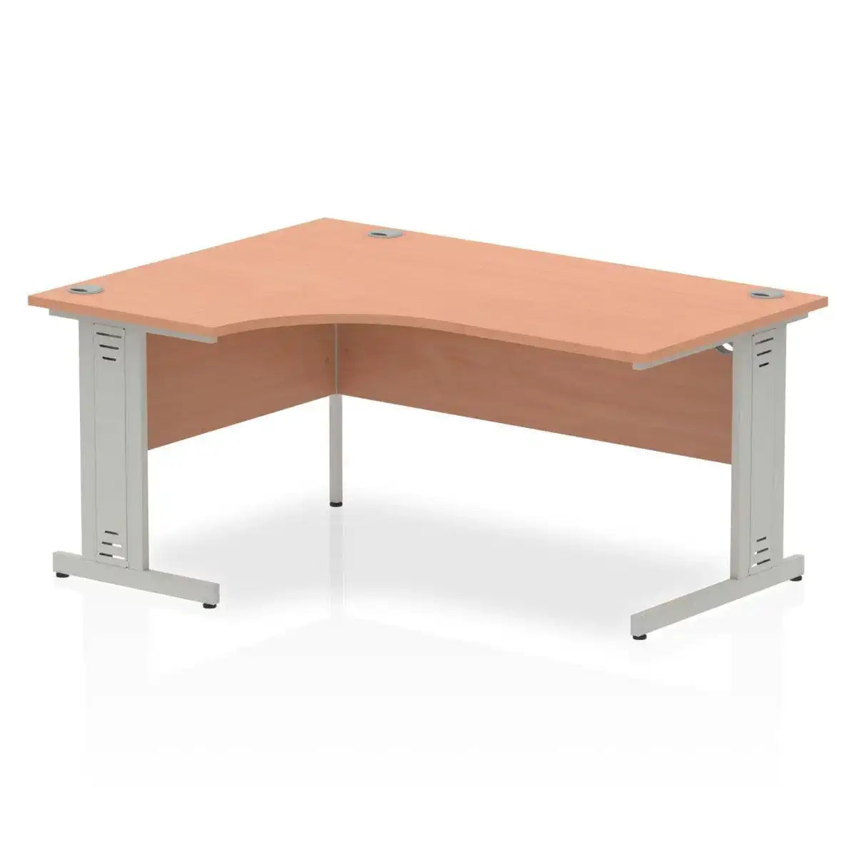 Impulse Crescent Desk with Beech Top and Silver Cable Managed Leg - Price Crash Furniture