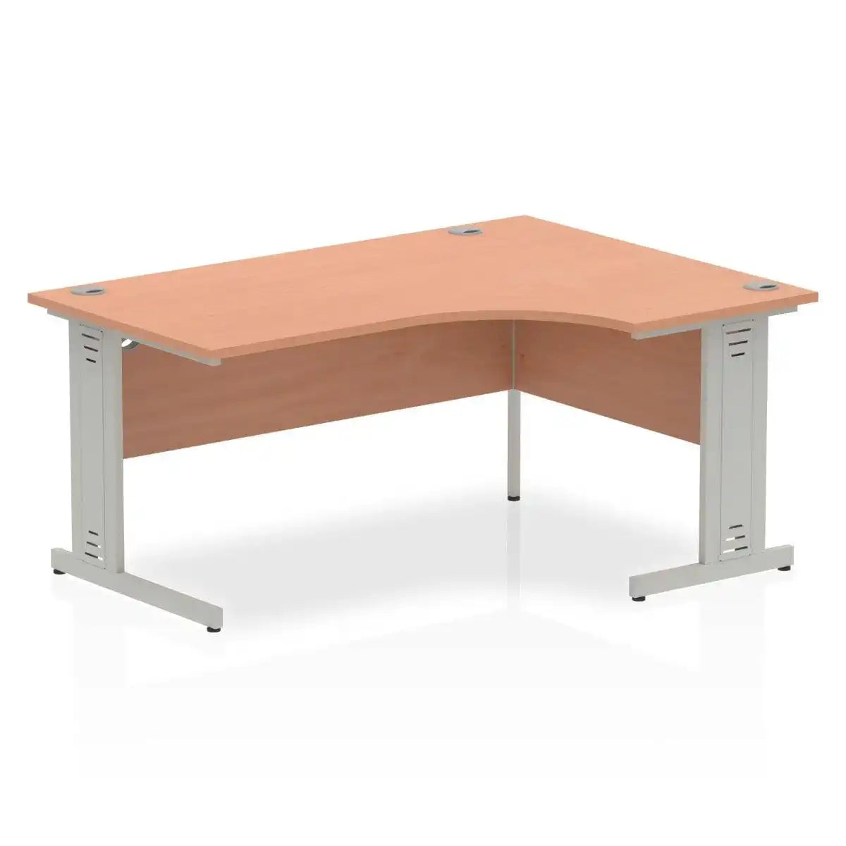 Impulse Crescent Desk with Beech Top and Silver Cable Managed Leg - Price Crash Furniture
