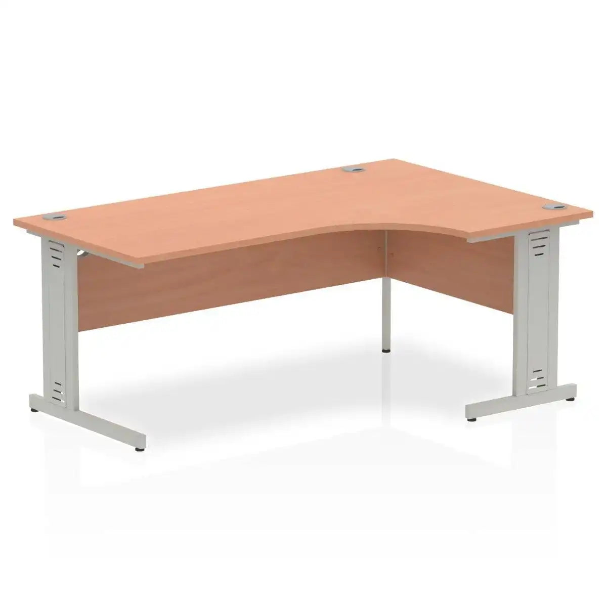 Impulse Crescent Desk with Beech Top and Silver Cable Managed Leg - Price Crash Furniture