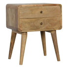 2 Drawer Curved Oak-Ish Bedside - Price Crash Furniture