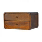 2 Drawer Curved Wall Mounted Chestnut Bedside - Price Crash Furniture