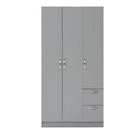 ESSENTIALS 3 DOOR DOUBLE WARDROBE IN GREY - Price Crash Furniture