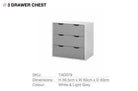 Alton 3 Drawer Chest of Drawers in Grey and White by TAD - Price Crash Furniture