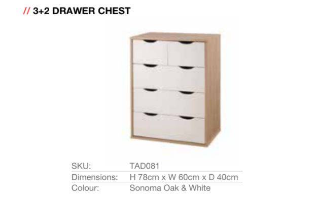Alton 5 Drawer Chest of Drawers in Sonoma oak and White by TAD - Price Crash Furniture