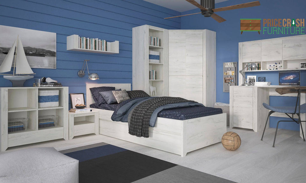 Angel Corner Fitted Wardrobe in White Oak - Price Crash Furniture