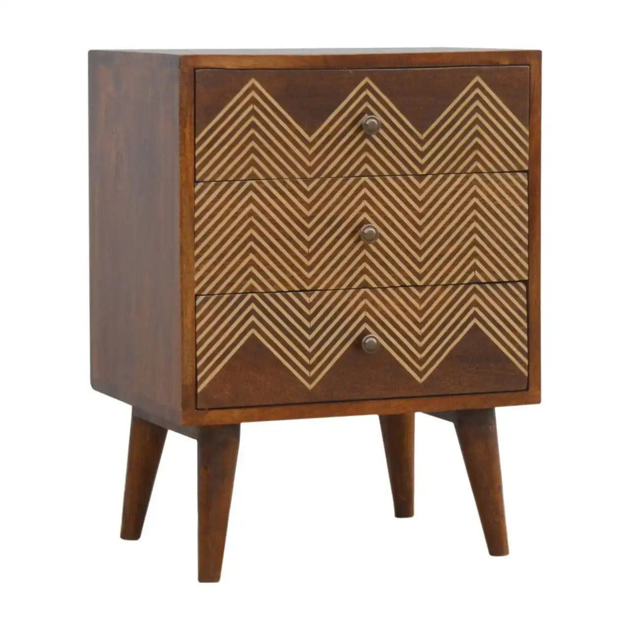ArtHaus Collection Brass Inlay 3 Drawer Bedside - Price Crash Furniture