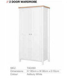 Astbury 2 Door Wardrobe in White & Oak Finish by TAD - Price Crash Furniture