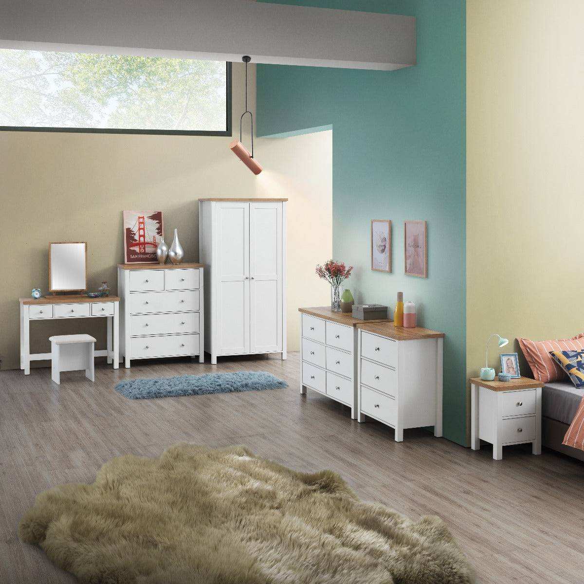 Astbury 2 Door Wardrobe in White & Oak Finish by TAD - Price Crash Furniture