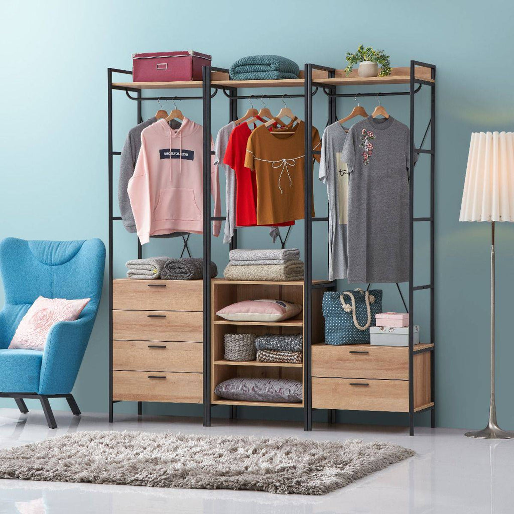 Claire Bedroom Open Wardrobe Riviera Oak - Price Crash Furniture