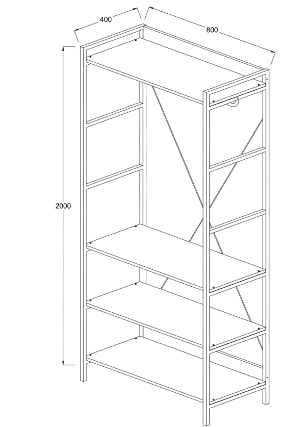 Claire Bedroom Open Wardrobe 4 Shelves in Light Oak - Price Crash Furniture