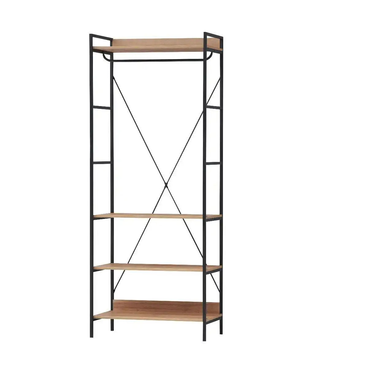 Claire Bedroom Open Wardrobe 4 Shelves in Light Oak - Price Crash Furniture