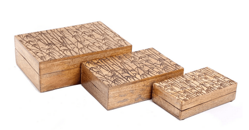 Bamboo Carved Boxes Set of Three - Price Crash Furniture
