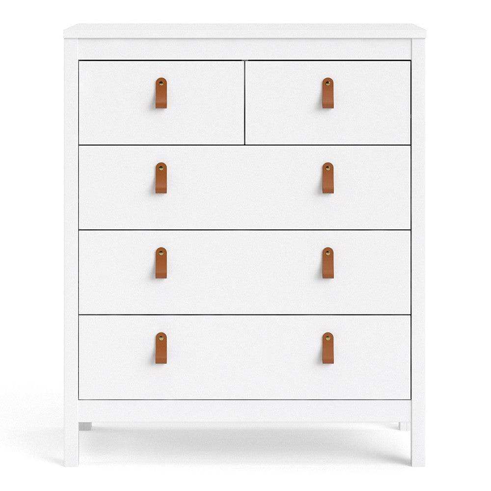 Barcelona Shaker Style (3+2) 5 Drawer Chest of Drawers in White - Price Crash Furniture