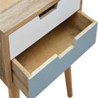 Blue And White 2 Drawer Hand-Painted Bedside - Price Crash Furniture