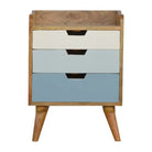 Blue Gradient 3 Drawer Hand-Painted Bedside - Price Crash Furniture