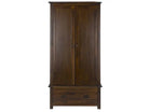 Boston 2 Door 1 Drawer Wardrobe in Dark Stained Wood - Price Crash Furniture