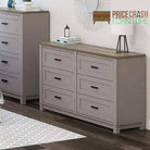 Carver 6 Drawer Chest Of Drawers in Grey and Weathered Oak by Dorel - Price Crash Furniture