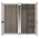 Chelsea 4 Door Mirrored Wardrobe in White Gloss with Truffle Oak - Price Crash Furniture