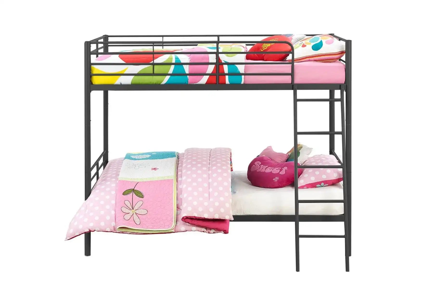 Convertible Single over Single Bunk Bed in Black Metal by Dorel - Price Crash Furniture