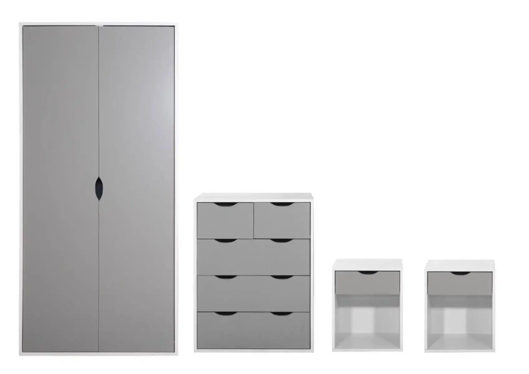 Alton 4 Piece Bedroom Set in Grey and White by TAD - Price Crash Furniture