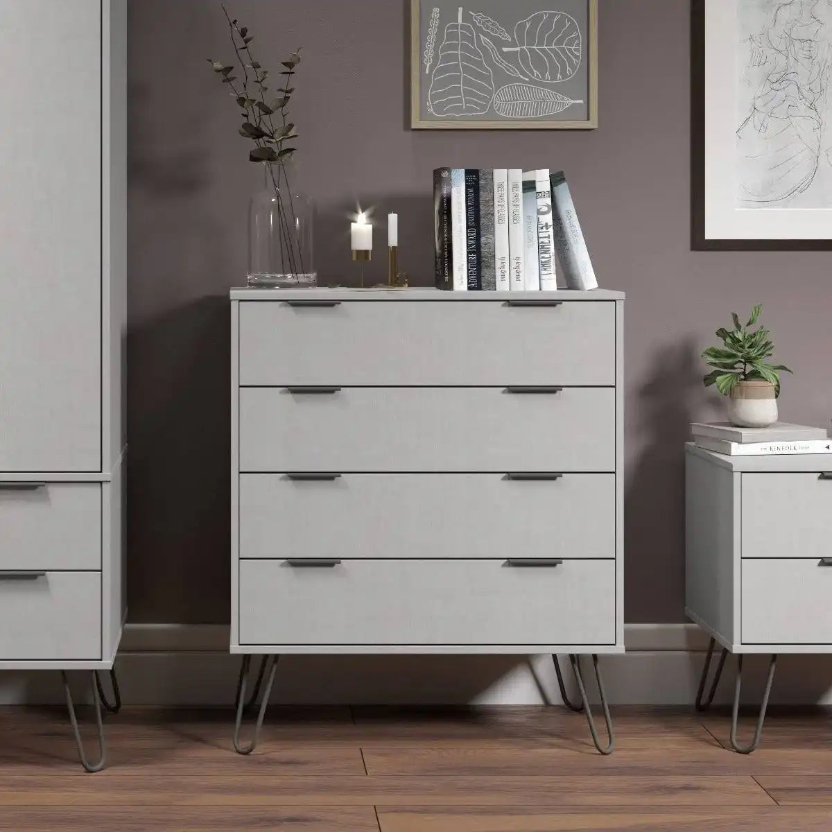 Core Products Augusta 4 Drawer Chest of Drawers in Grey - Price Crash Furniture